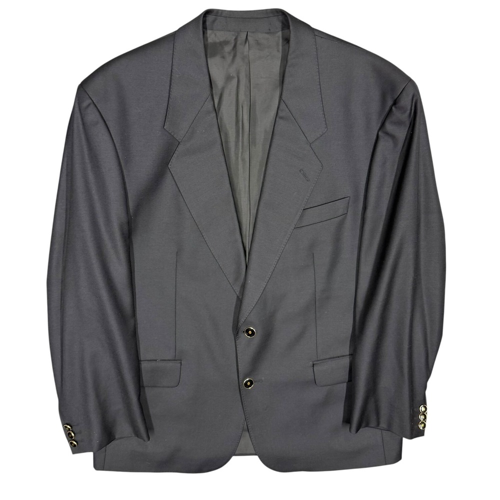 Baumler Vitale Barberis Canonico Blazzer Black Sport Coat Wool Italy 44R